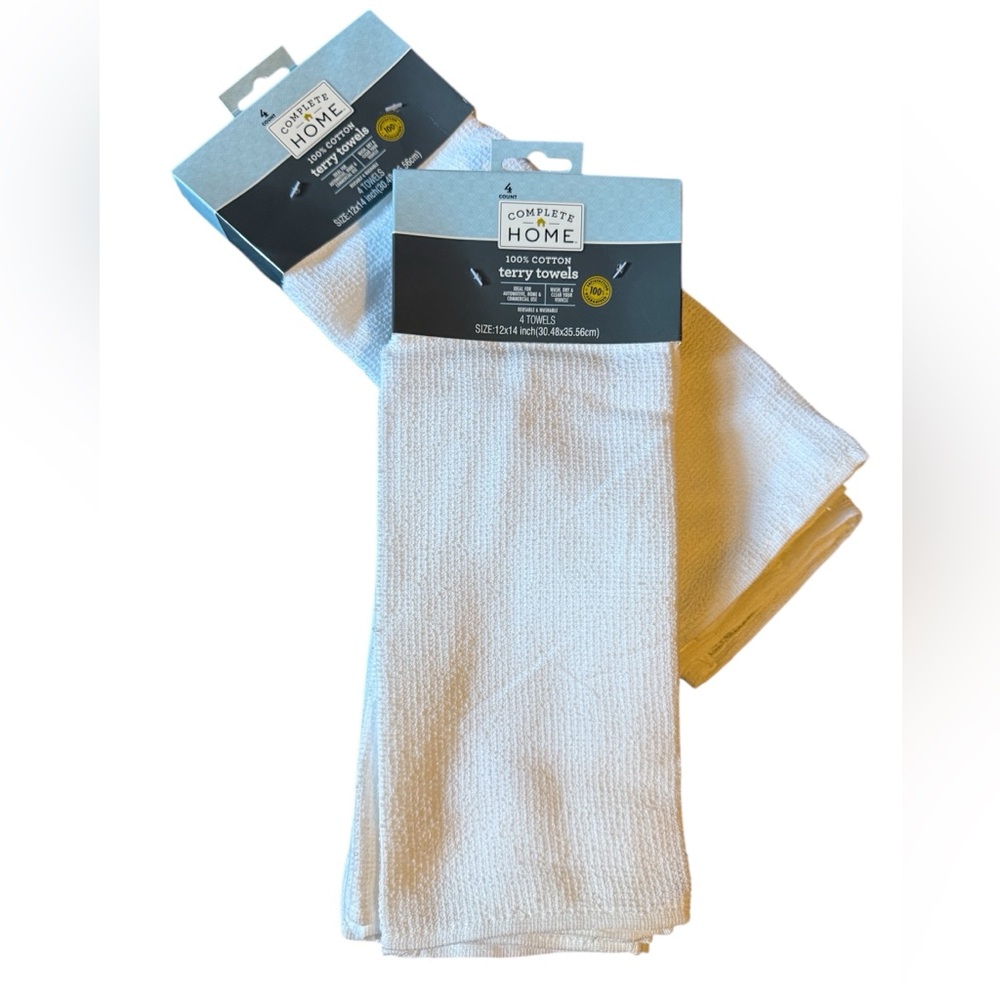 Complete Home - White Terry Towels 4 count pack 🆕